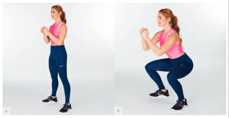Muốn tập squat đúng, người mới cần chú ý bàn chân, đầu gối, hông, lưng và nhịp thở.