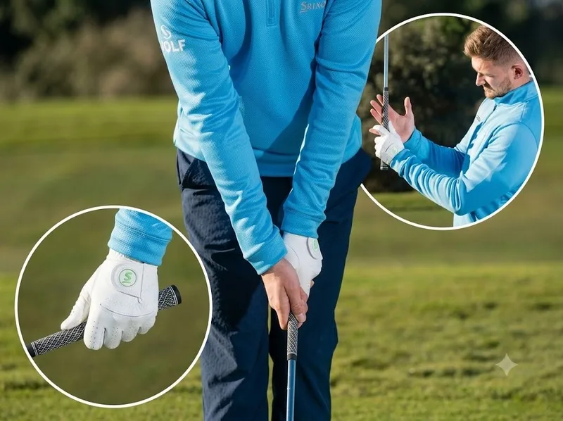 Kiểm tra grip trước khi swing giúp golfer duy trì vị trí bàn tay và mặt gậy ổn định.
